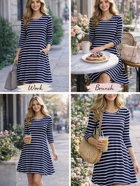 J. Crew Navy and White Striped Swing Mini Dress